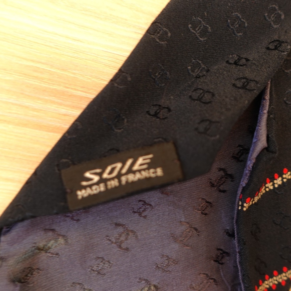 CHANEL Neck Tie Men Black CC Monogram Logo Stripe Silk French Luxury FRANCE $425 - Picture 16 of 16